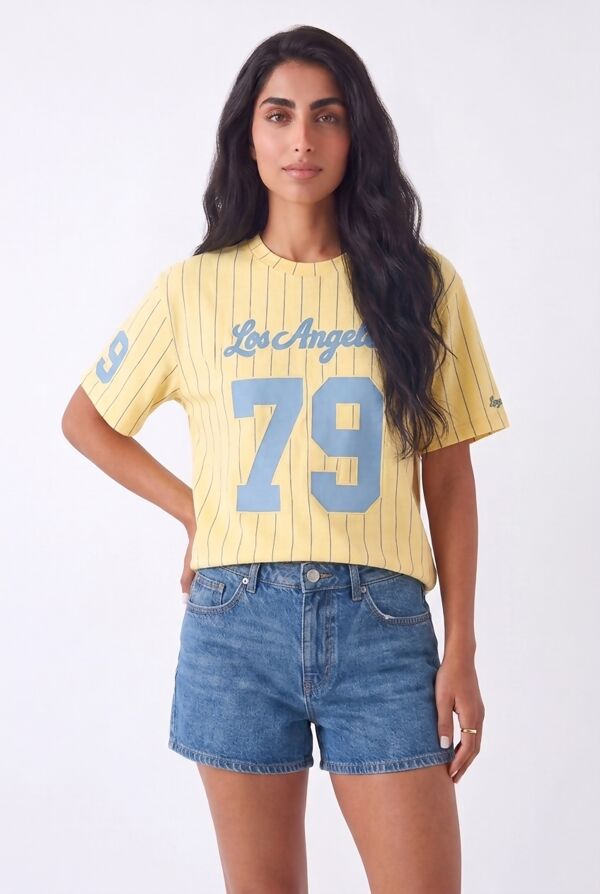 Yellow Contrast Short Sleeve LA 79 Varsity T-Shirt