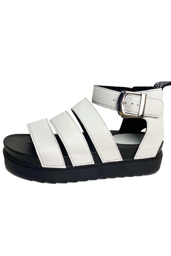 White Gladiator Style Flat Sandals