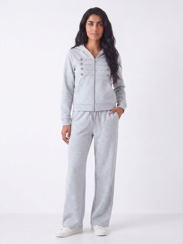 Hooded Military Zip-Up Detail Jogger Tracksuit Set