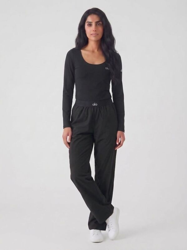 Black Wide Leg Trouser Long Sleeve Top Co-Ord Set 
