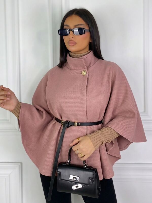 Pink Belted Cape Coat