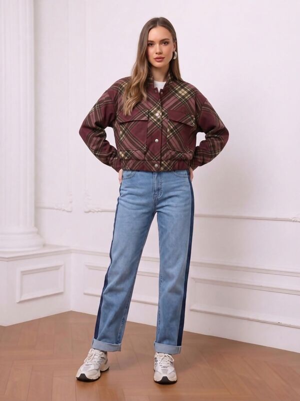 Chequered Button Up Utility Jacket