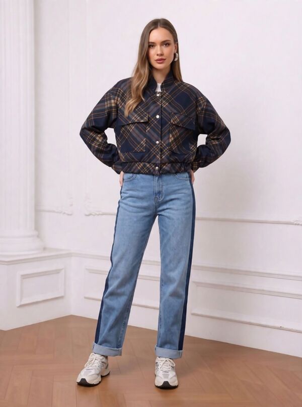 Chequered Button Up Utility Jacket