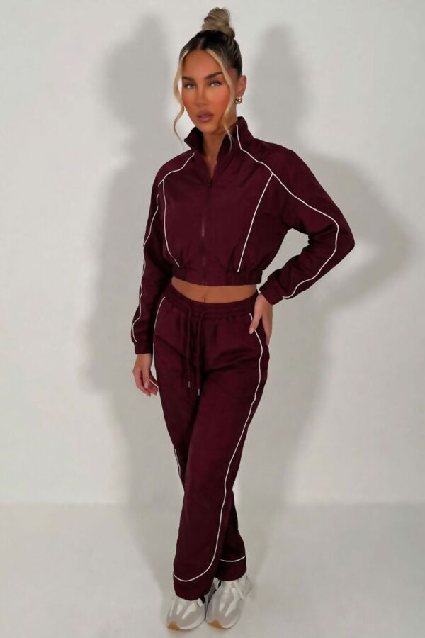 Black Water Resistant Zip Through Crop Top & Joggers Co-ord