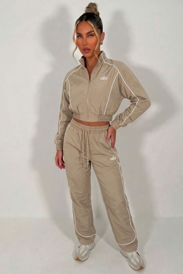Printed Water Resistant Zip Through Crop Top & Joggers Co-ord