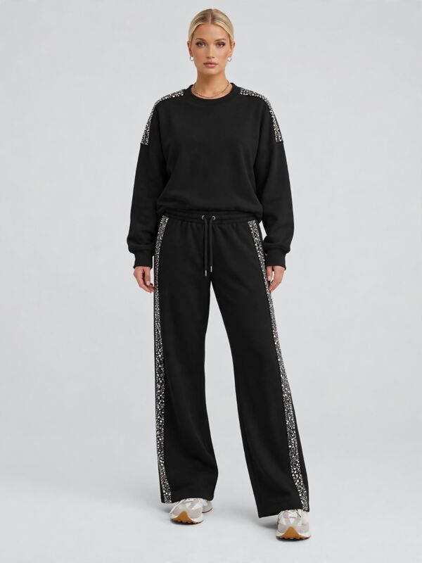 Sequin Side Stripe Lounge Set