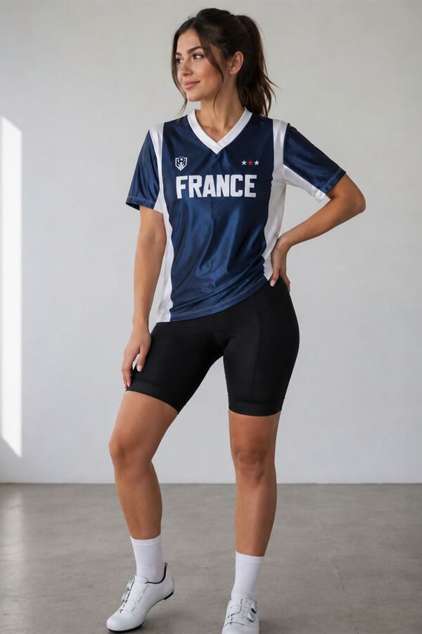 Navy With Contrast White France Printed Football T-Shirt