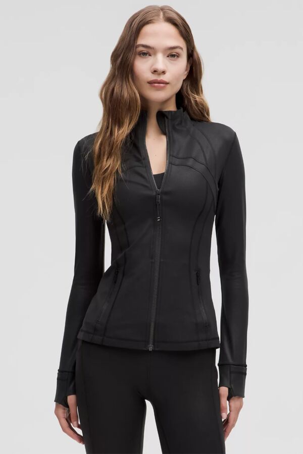 Black High Neck Fitted Zip-Up Lightweight Athletic Jacket