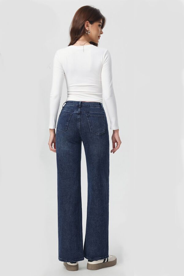 Blue High Waisted Lurex Super Stretch Wide Leg Jean