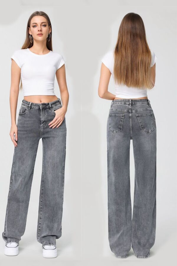 Dark Grey Light Wash Super Stretch Straight Leg Jeans