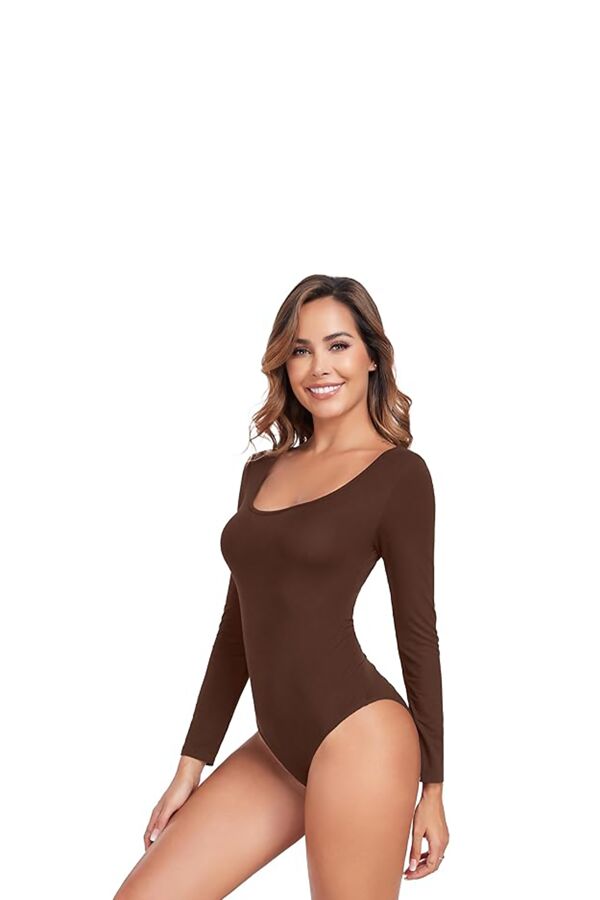 Long Sleeve Scoop Neck Stretchable Bodysuit