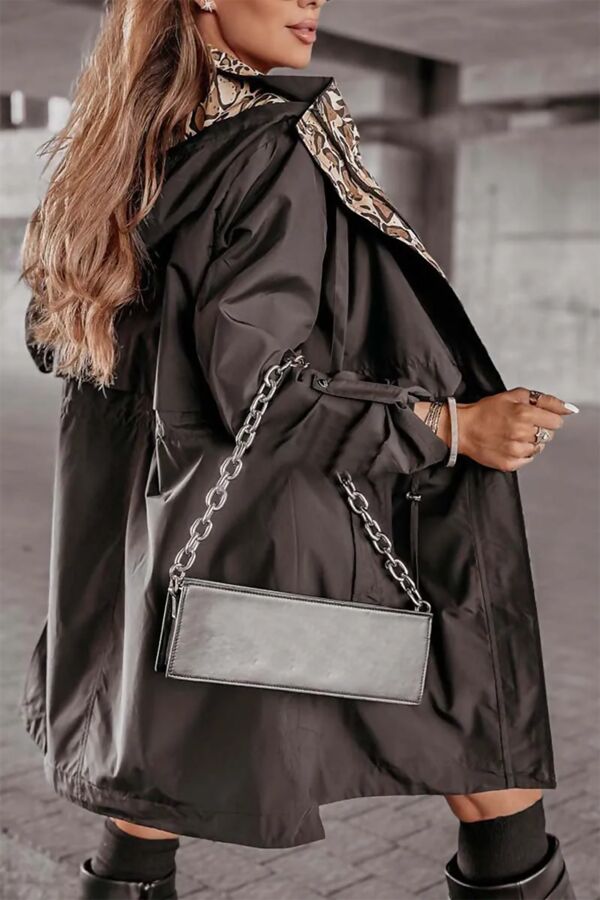 Black Leopard Patch Reversible Windbreaker Jacket