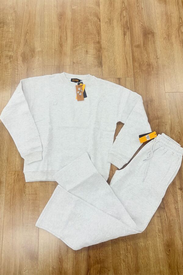 Bleach Grey Oversized Crucifix Cross Sweatshirt With Straight Leg Trouser