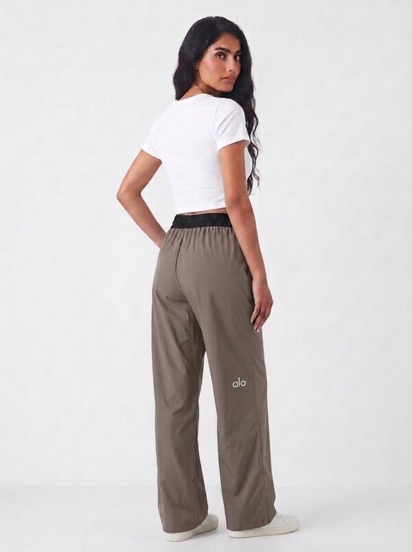 Taupe Printed Relaxed Fit Wide-Leg Trousers   