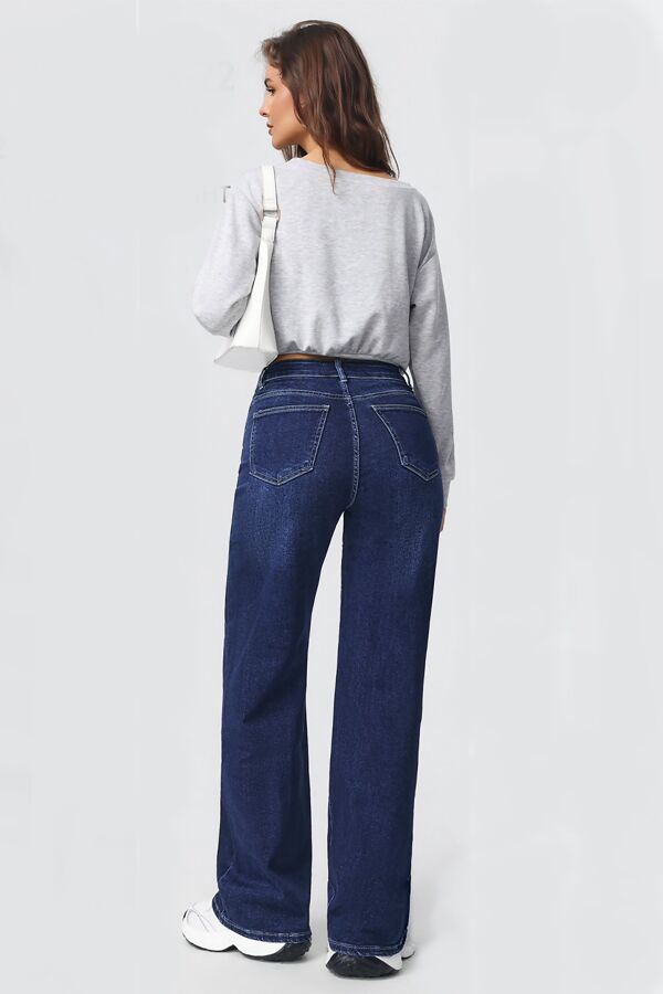 Dark Blue High Waisted Super Stretch Wide Leg Jeans