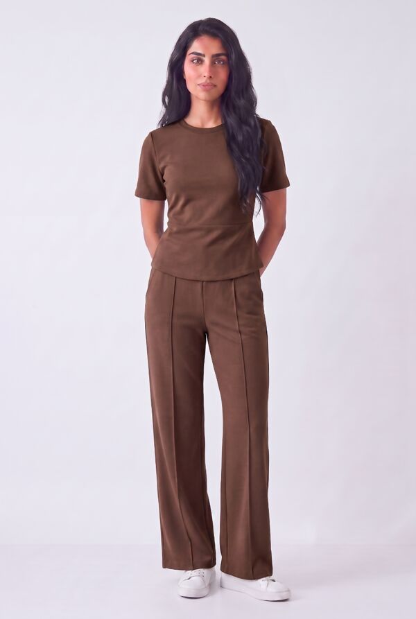 Elegant Ruched Side Top With Single Seam Trouser