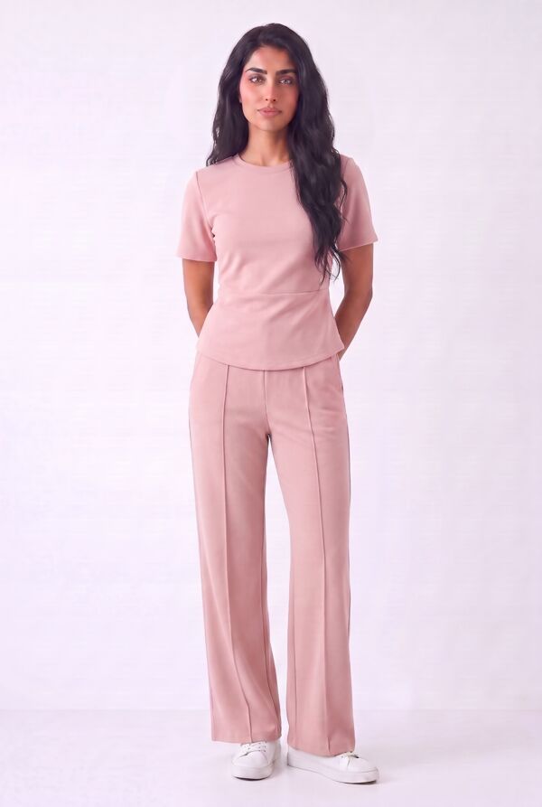 Elegant Ruched Side Top With Single Seam Trouser
