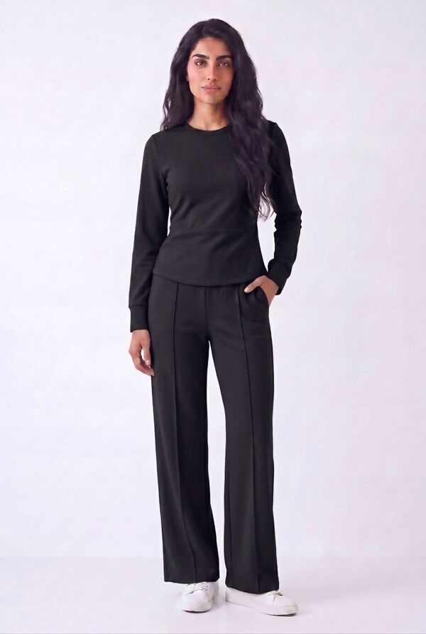 Long Sleeve Ruched Side Top With Single Seam Trouser
