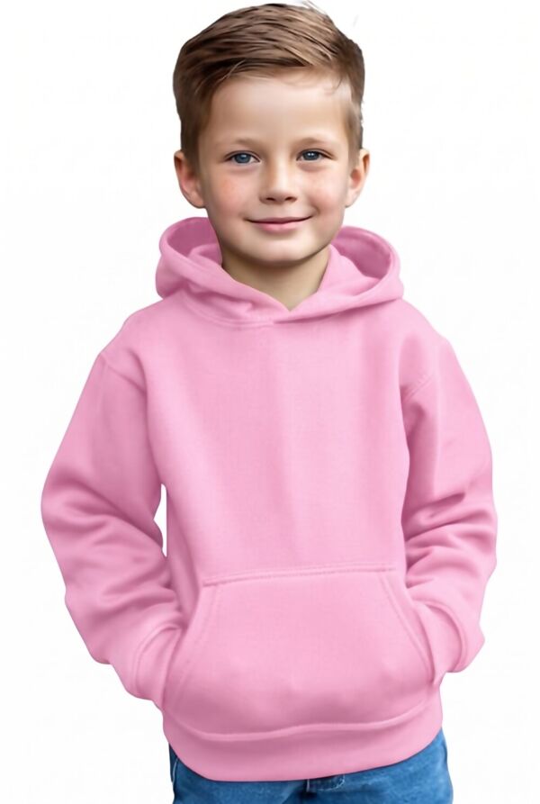 Kids Casual Fleece Pullover Plain Hoodie