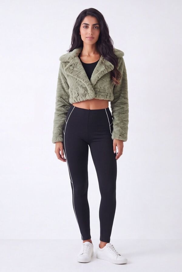 Sage Faux Fur Cropped Jacket