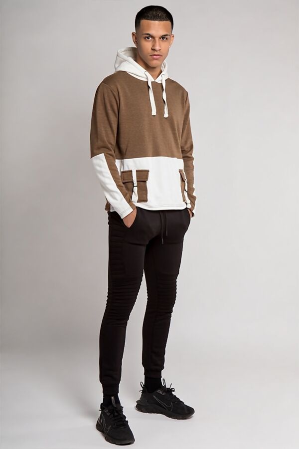 Brown Two Tone Cargo Hoodie