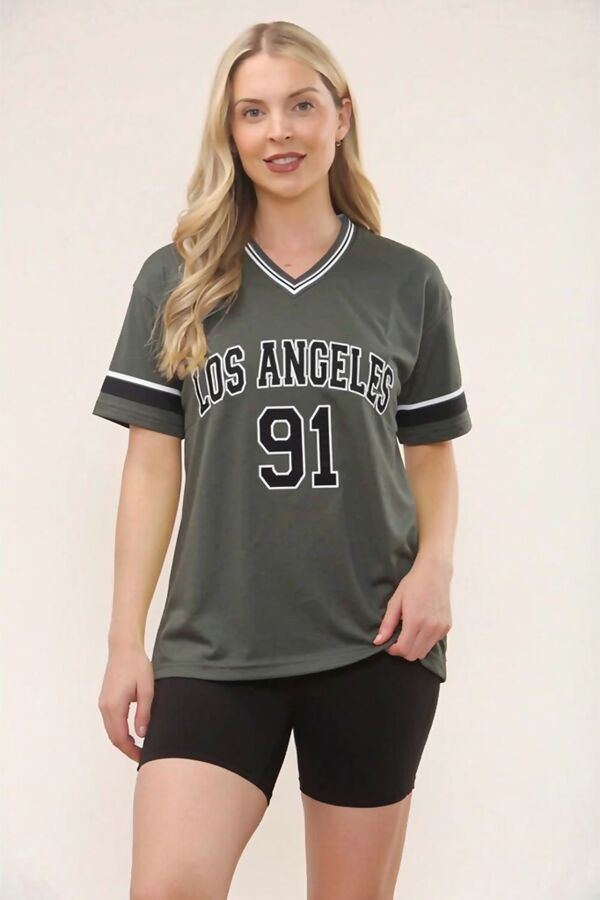 Khaki Contrast Short Sleeve LA Varsity T-Shirt