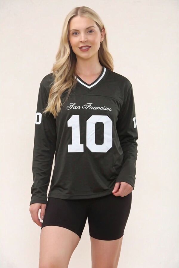 Khaki San Francisco Varsity V-Neck Full Sleeve T-Shirt