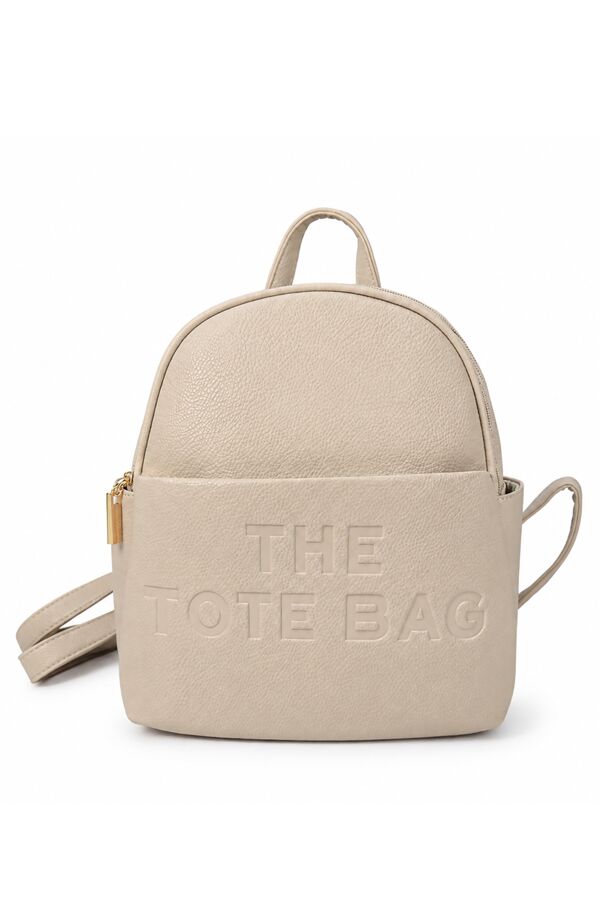  Front Pocket & Double Zip Pebbled Faux Leather Backpack Bag