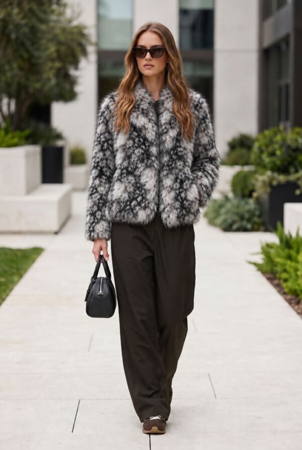 Grey Alpine Frost Faux Fur Coat