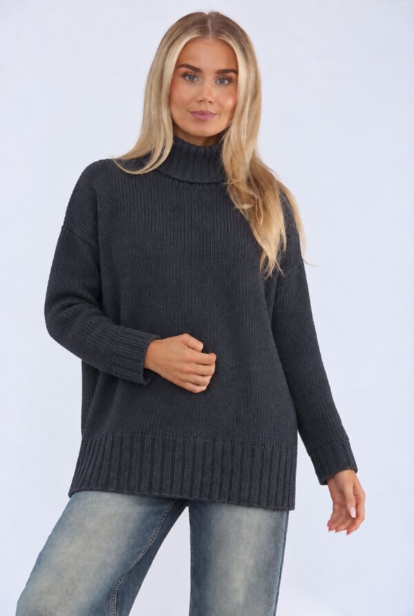 Grey Crew Neck Knitted Fisherman Cardigan