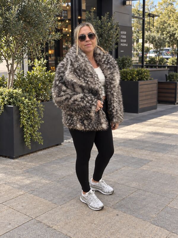 Grey Alpine Frost Faux Fur Coat