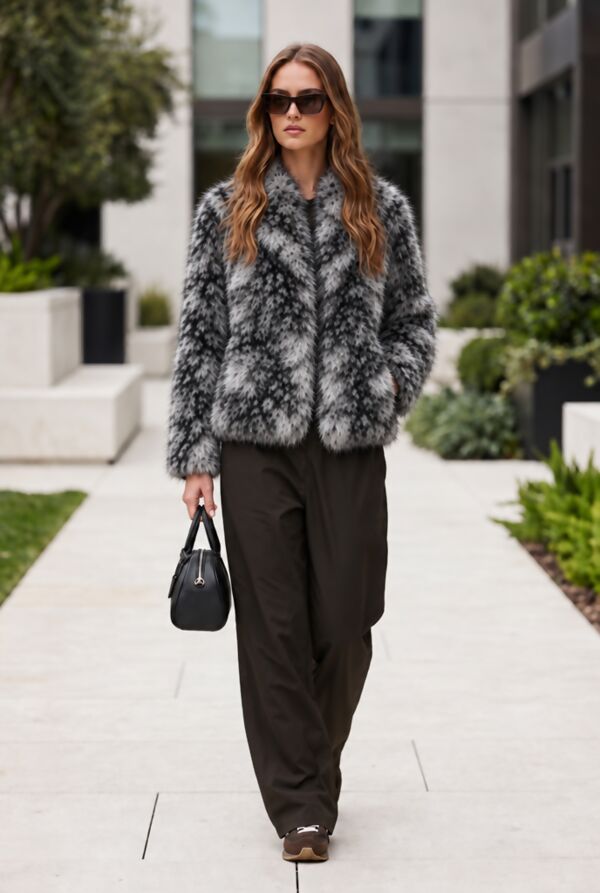 Black Alpine Frost Faux Fur Coat