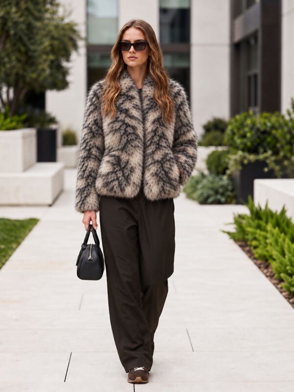 Coffee Alpine Frost Faux Fur Coat