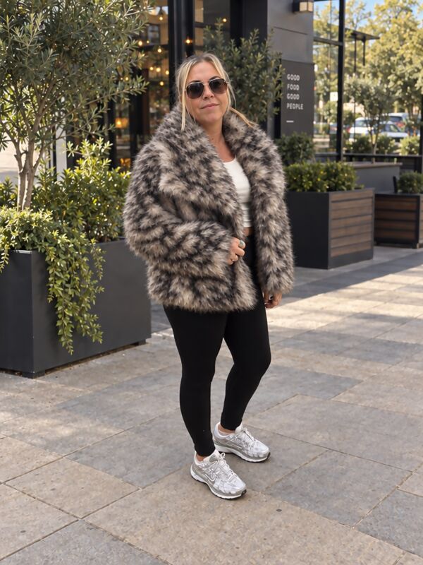 Coffee Alpine Frost Faux Fur Coat