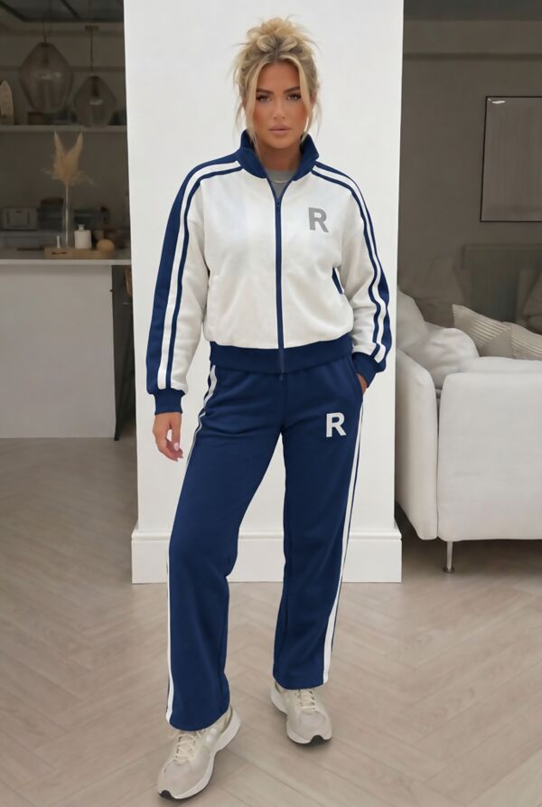 Navy R Label Striped Lounge Tracksuit Set