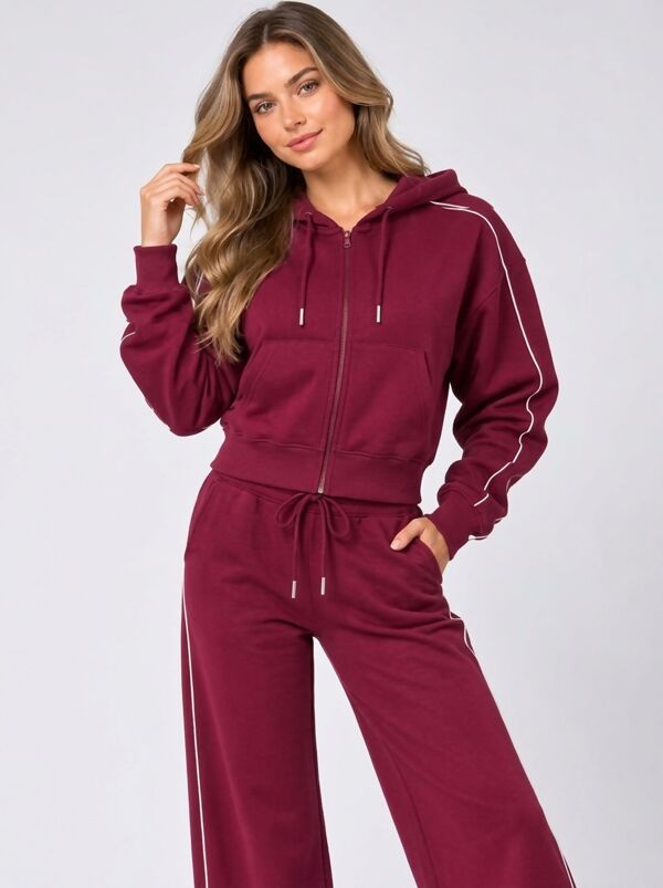 Bleach Grey Hooded Zip-Up & Stripe Detail Jogger Tracksuit Set